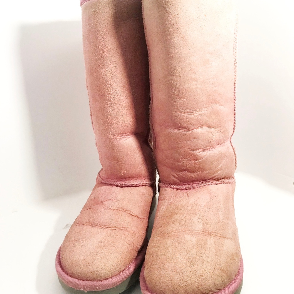 UGG Pink Leather Classic Tall Winter Boots